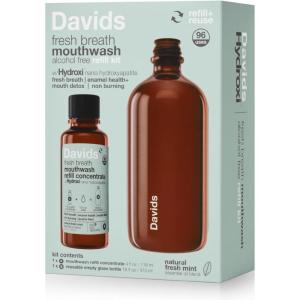 Davids Hydroxi Fresh Breath Mouthwash Starter Kit, Alcohol-Free, Fluoride-Free, Nano-Hydroxyapatite for Remineralizing & Enamel Health, Relieves Dry Mouth, Fresh Mint, 16 fl oz(Nano-hydroxyapatite Kit)