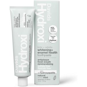 Davids Hydroxi Mild Mint Fluoride Free Nano Hydroxyapatite Toothpaste for Enamel Health & Whitening, Antiplaque, SLS Free, Kid Friendly Gentle Mint Flavor, 4 oz, Made in USA(Mild Mint)
