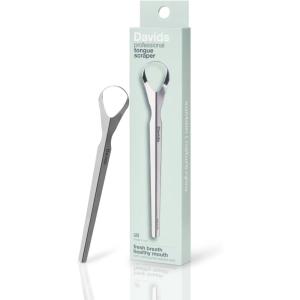 Davids Tongue Scraper for Adults and Kids, 100% Medical Grade Professional Stainless Steel Tongue Scraper, Made in USA